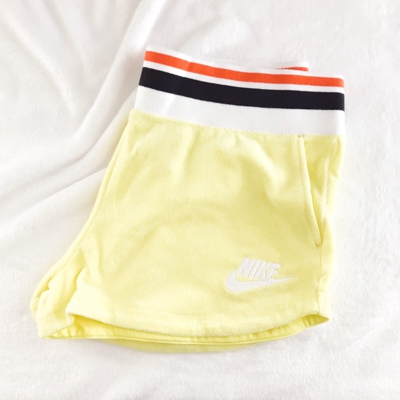 nike french terry shorts yellow